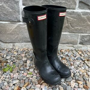 Hunter Boots - Womens Original Tall Rain Boots (Black) Size 37
